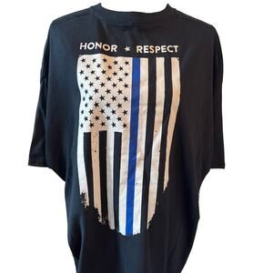 New Thin Blue Line Vertical Flag Shirt Men’s 2XL T-Shirt Honor Respect